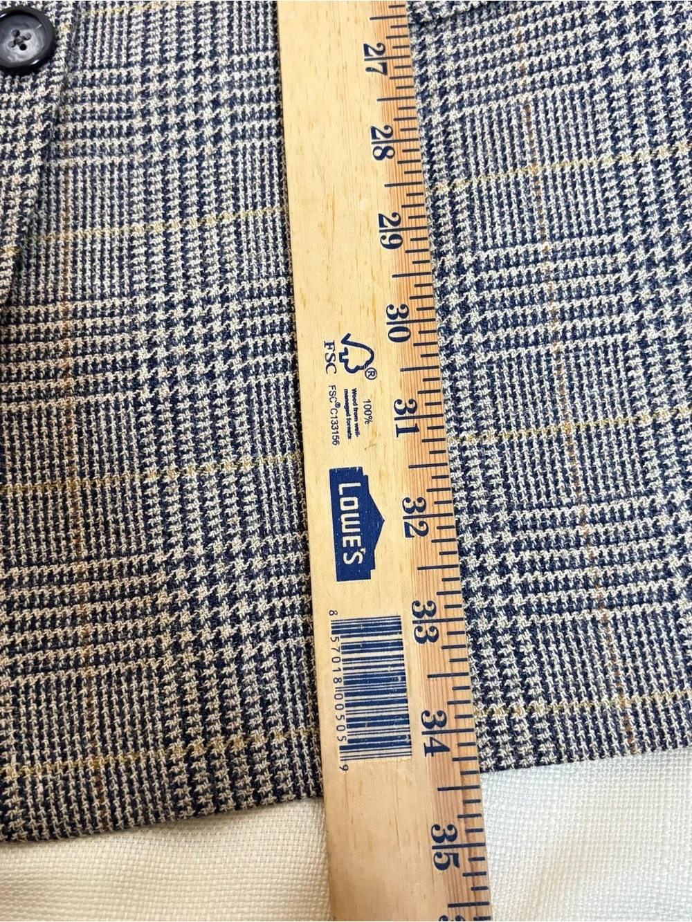 Lincoln Square Plaid Blazer Suit Jacket Dark Academia Grey Tan Sports Coat 42R